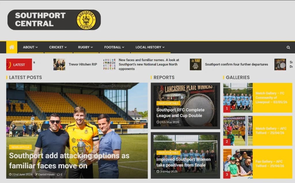 Southport Central website homepage